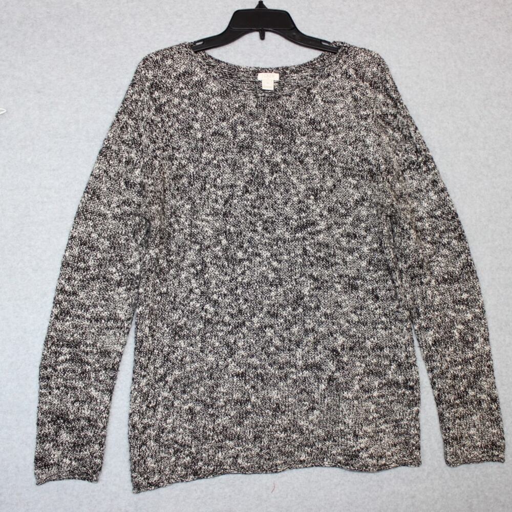 J. Crew Heathered Black Crew Neck Sweater Womens Size XL